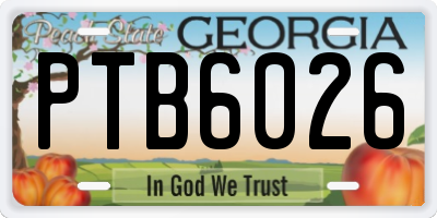 GA license plate PTB6026