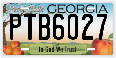 GA license plate PTB6027