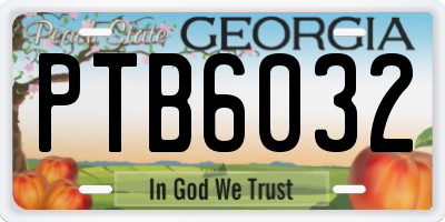 GA license plate PTB6032