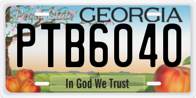 GA license plate PTB6040