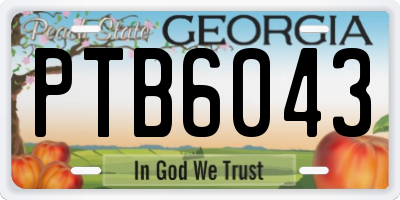 GA license plate PTB6043