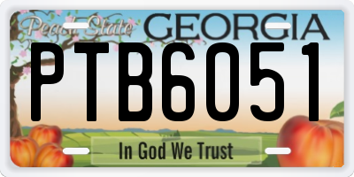 GA license plate PTB6051