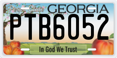 GA license plate PTB6052