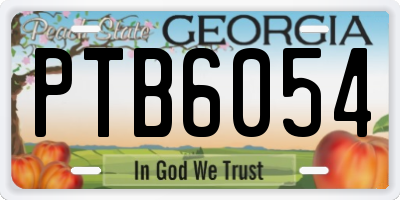 GA license plate PTB6054