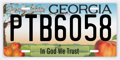 GA license plate PTB6058