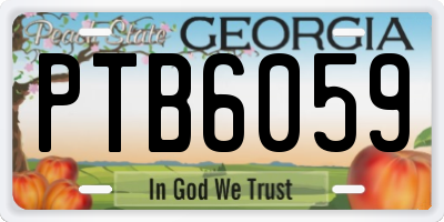 GA license plate PTB6059