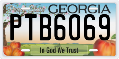 GA license plate PTB6069