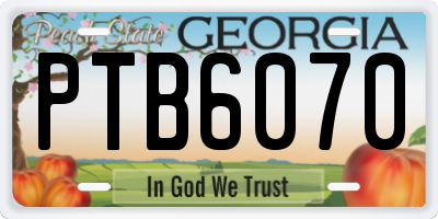 GA license plate PTB6070