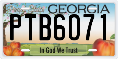 GA license plate PTB6071
