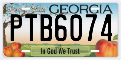 GA license plate PTB6074