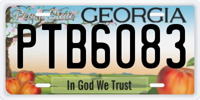 GA license plate PTB6083