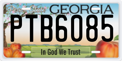 GA license plate PTB6085
