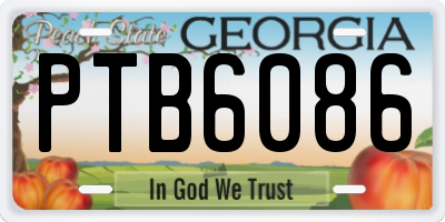 GA license plate PTB6086