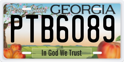 GA license plate PTB6089