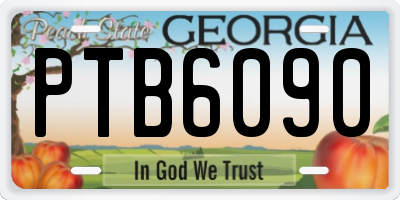 GA license plate PTB6090