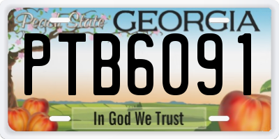 GA license plate PTB6091