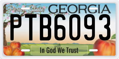 GA license plate PTB6093