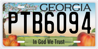 GA license plate PTB6094
