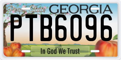 GA license plate PTB6096