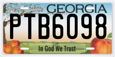 GA license plate PTB6098