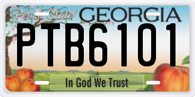 GA license plate PTB6101