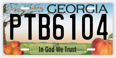 GA license plate PTB6104