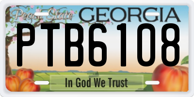GA license plate PTB6108