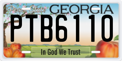 GA license plate PTB6110