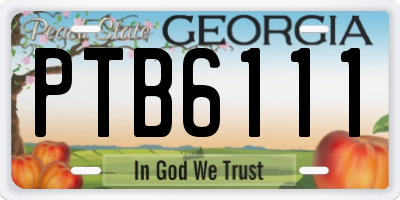 GA license plate PTB6111