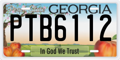 GA license plate PTB6112