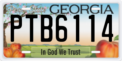 GA license plate PTB6114