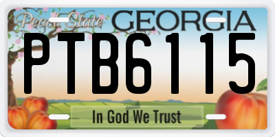 GA license plate PTB6115