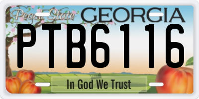 GA license plate PTB6116