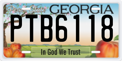 GA license plate PTB6118