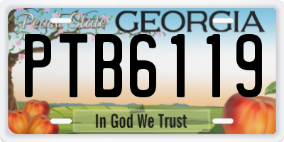 GA license plate PTB6119