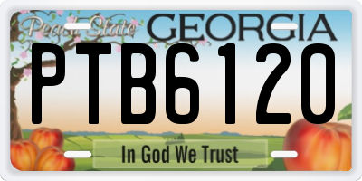 GA license plate PTB6120