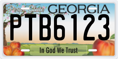 GA license plate PTB6123