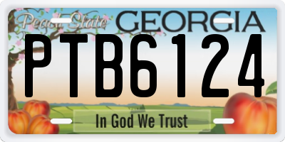 GA license plate PTB6124