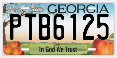 GA license plate PTB6125