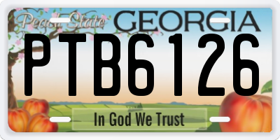 GA license plate PTB6126