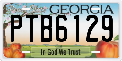GA license plate PTB6129