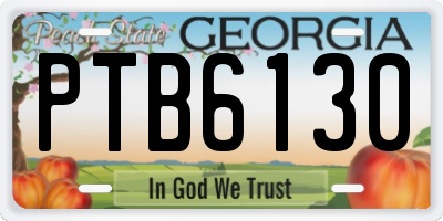 GA license plate PTB6130