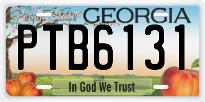 GA license plate PTB6131