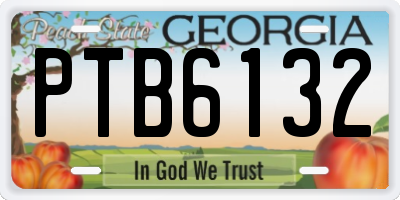 GA license plate PTB6132
