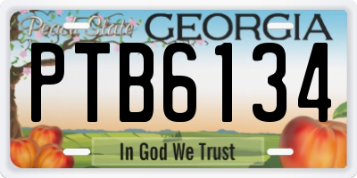 GA license plate PTB6134