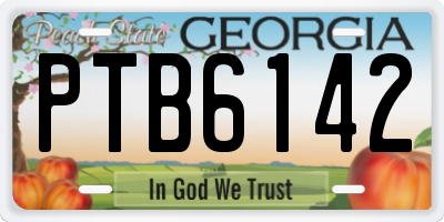 GA license plate PTB6142