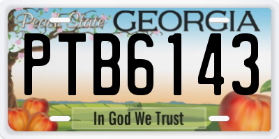 GA license plate PTB6143