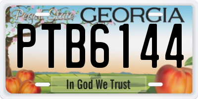 GA license plate PTB6144