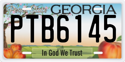 GA license plate PTB6145