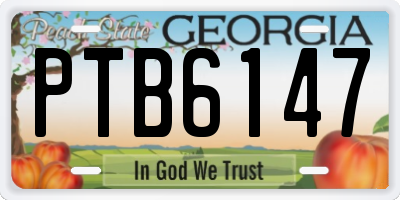 GA license plate PTB6147
